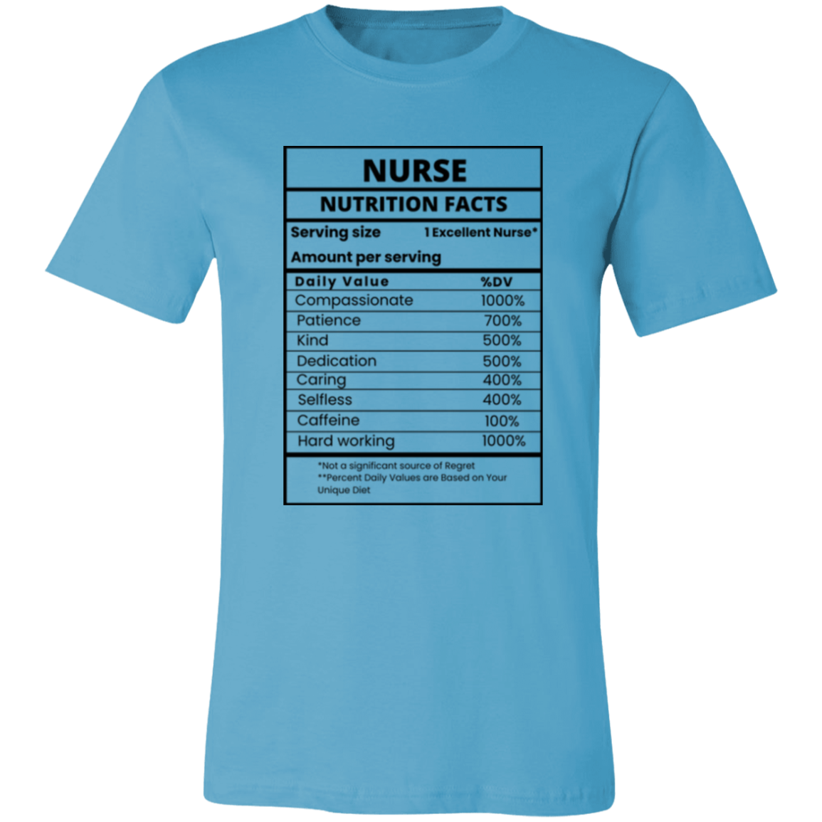 Nurse Nutrition Facts Unisex T-Shirt/ Gift for Nurse, Nurse Shirt, Nurse Appreciation Gift, Funny Nursing Shirt