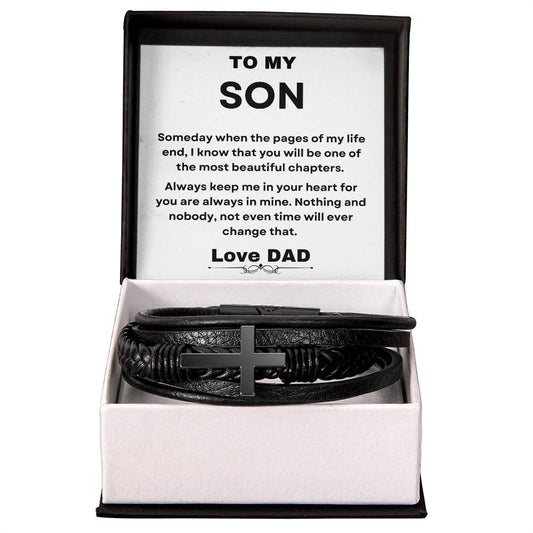 TO MY SON | CROSS BRACELET- Gift For Son, From Dad, Sentimental Gifts, Message Card, Birthday or Christmas Gift