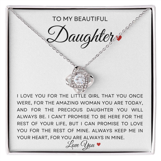 To My Beautiful Daughter | Always Keep Me in Your Heart | Love Knot Necklace